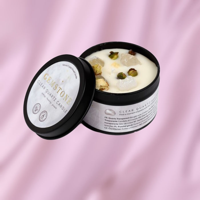 Gemstone Crystal Soy Wax Candle Tin