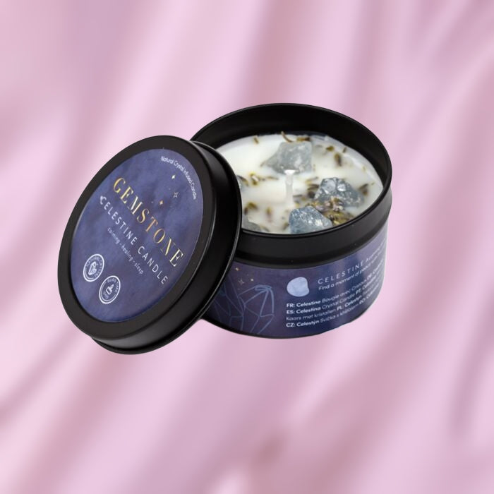 Gemstone Crystal Soy Wax Candle Tin