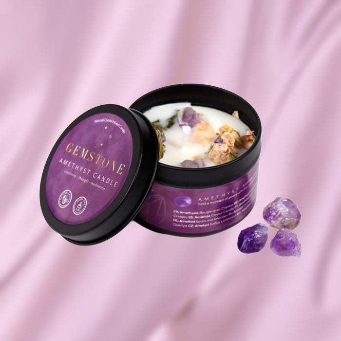 Gemstone Crystal Soy Wax Candle Tin