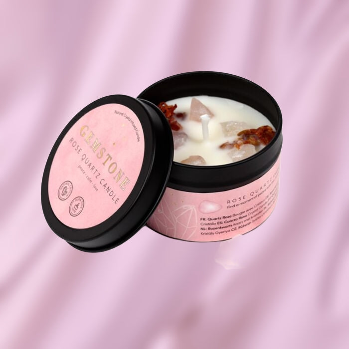 Gemstone Crystal Soy Wax Candle Tin