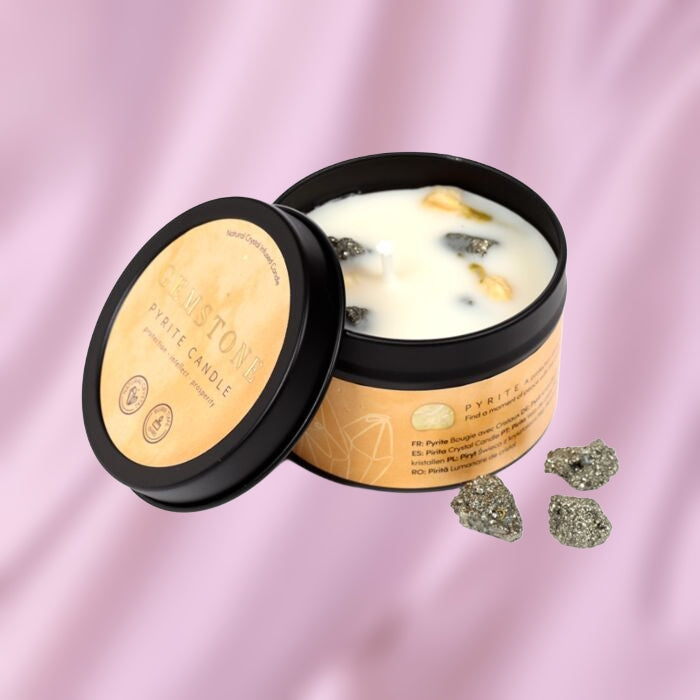 Gemstone Crystal Soy Wax Candle Tin