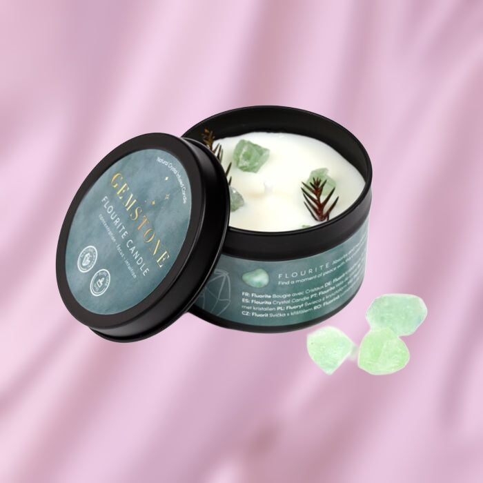 Gemstone Crystal Soy Wax Candle Tin