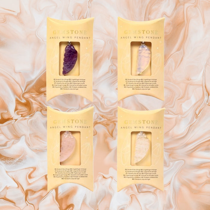 Healing Stone Gemstone Angel Wing Shaped Pendant